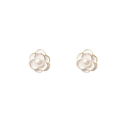 925 Silver Needle Camellia Earrings for Women -  New Trendy Little Chanel Style Earrings - Light Luxury High-End Feeling Spring Earrings