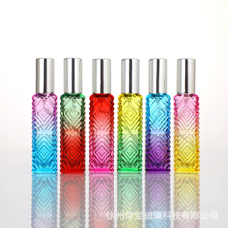 Botella de perfume cuadrada de color 15ml botella de maquillaje de color botella de aerosol de muestra portátil pequeña botella de fragancia compacta