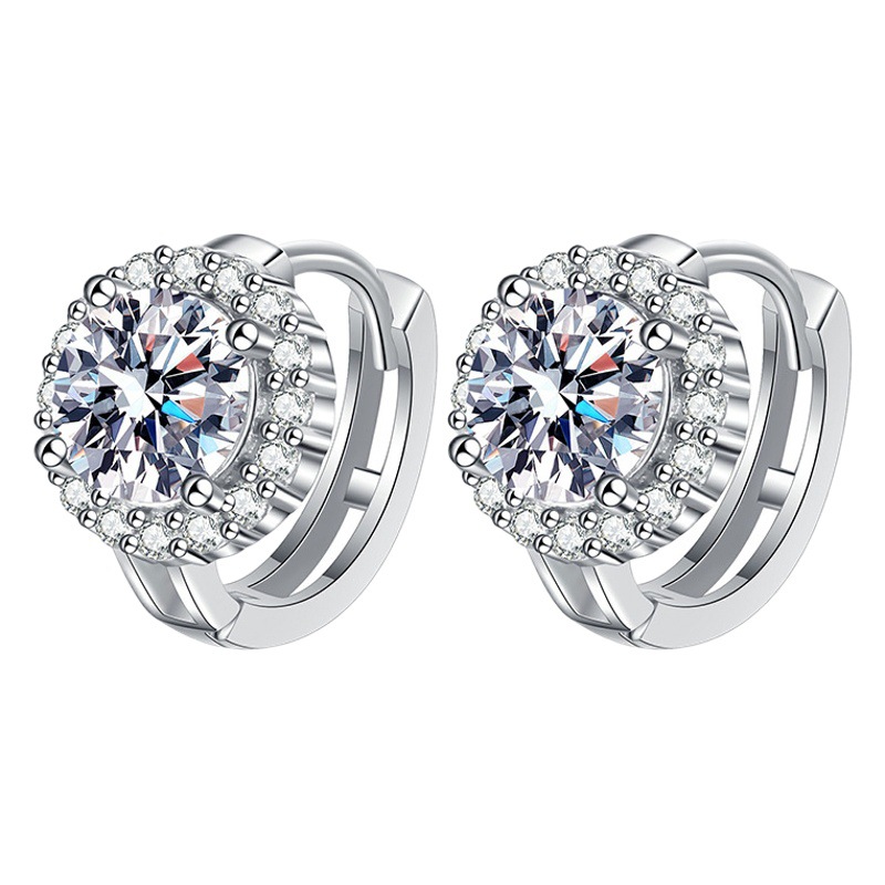 S925 pendientes de plata pendientes de diamantes de las mujeres pendientes de girasol elegante simple 50 puntos 1 Karat pendientes moissanite