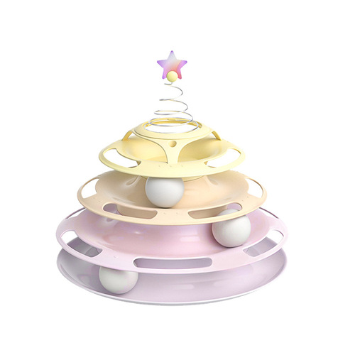 Fluid Animal Four-layer Turntable Cat Toy Ball Cat Track Toy Cat Self-Happiness Interactive Plastic Game Board