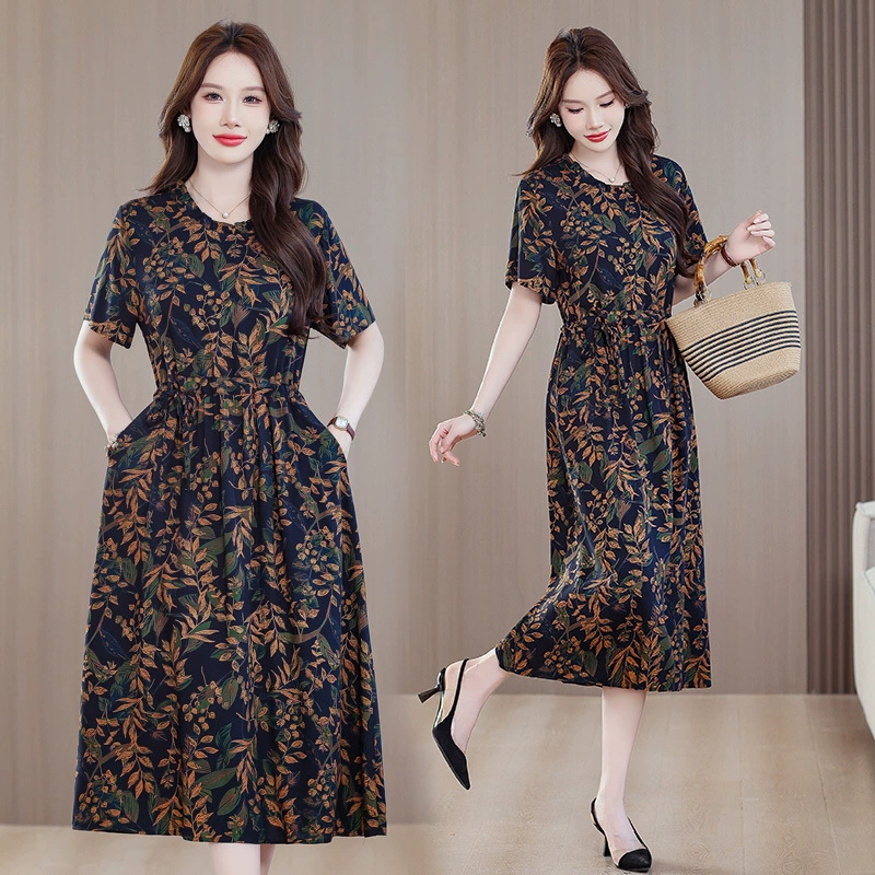 2025 новое корейское платье, тонкое цветочный модное платье средней и длинной