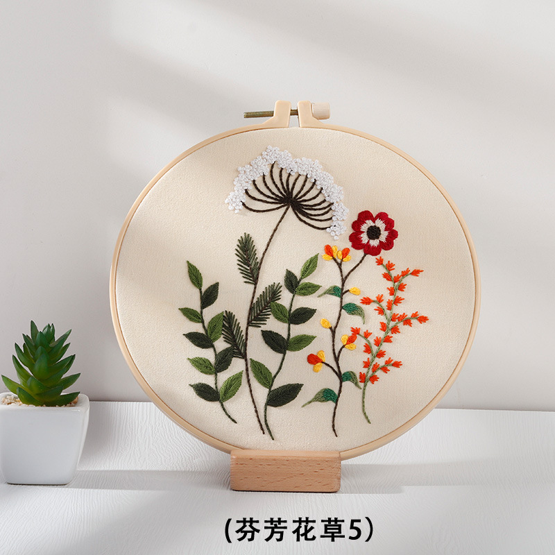 Original DIY bordado hecho a mano paquete de material fragante flores y plantas frescas estilo Europeo traje de costura transfronteriza Inglés