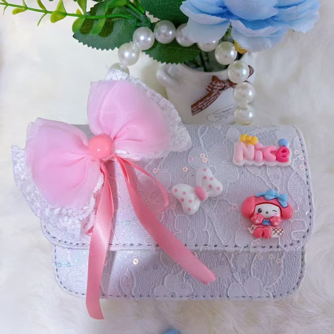 Bolso de mano de perlas bolso de princesa arco bolso de hombro de Año Nuevo bolso de cadena bolso de niños de viento fragante