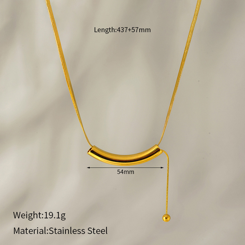Casual, Daily Occasion Titanium Steel Material Wholesale Jewelry Simple Style Solid Color Titanium Steel Plating Pendant Necklace Snake Chain