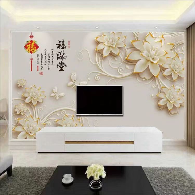 3d北欧电视背景墙布5d网红客厅卧室装饰墙画8d立体现代影视墙壁纸|undefined