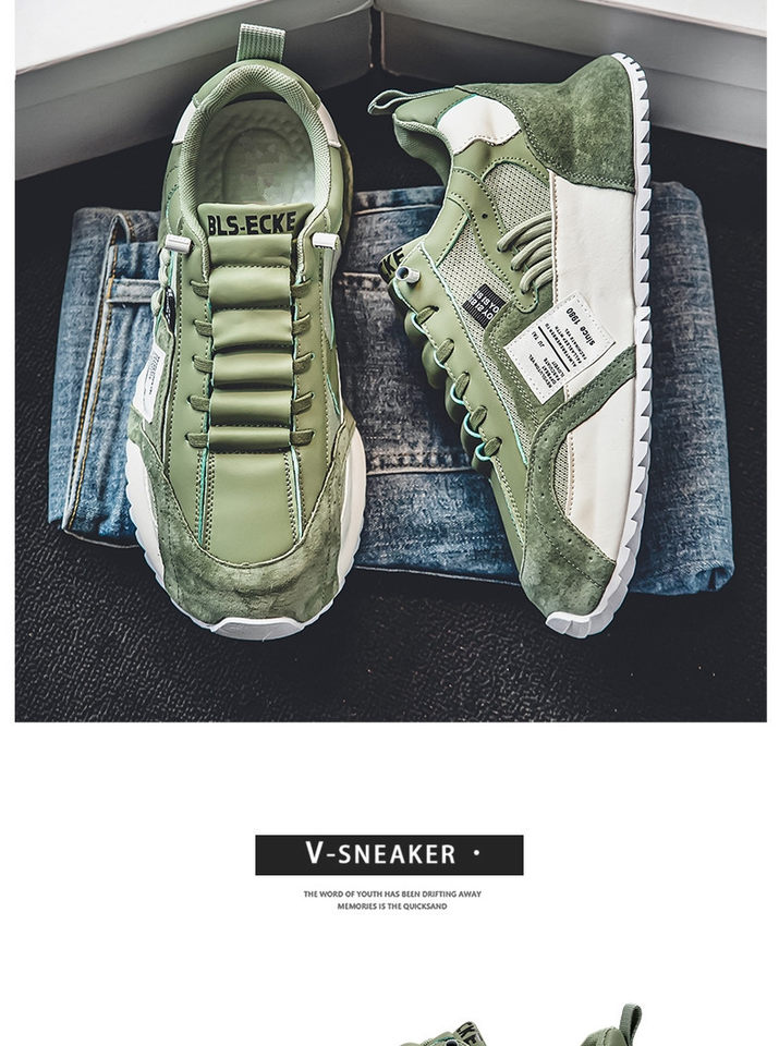 Giày thể thao nam sneaker thoáng khí đế cao su gót thấp tăng chiều cao — C681 màu trắng, C681 màu xanh lá, C681 màu đen chi tiết 2