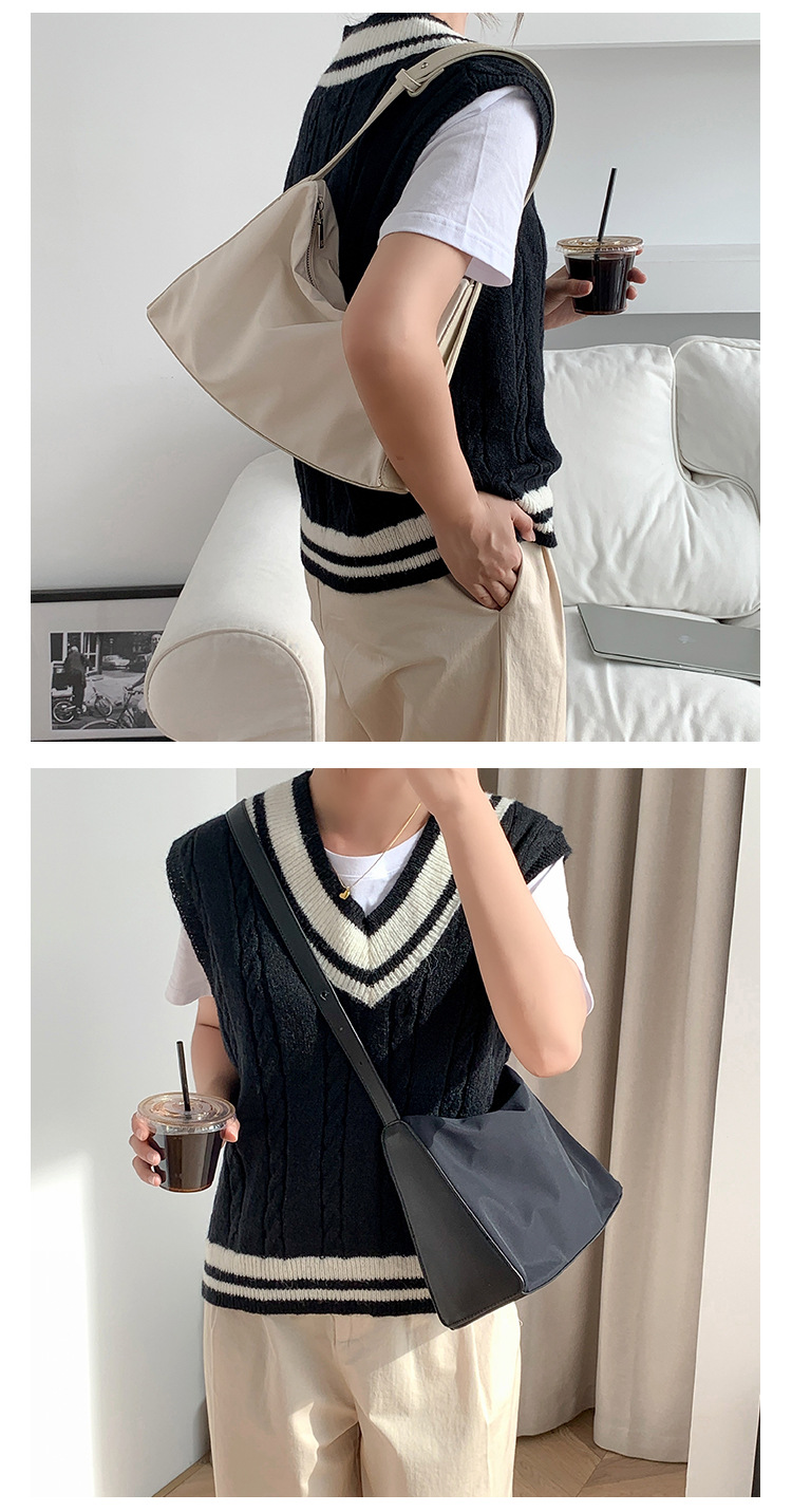 Borsa a tracolla in nylon da donna versatile e di grande capacità, da tenere a mano, alla moda, casual, coreana, Instagram_voghion.com