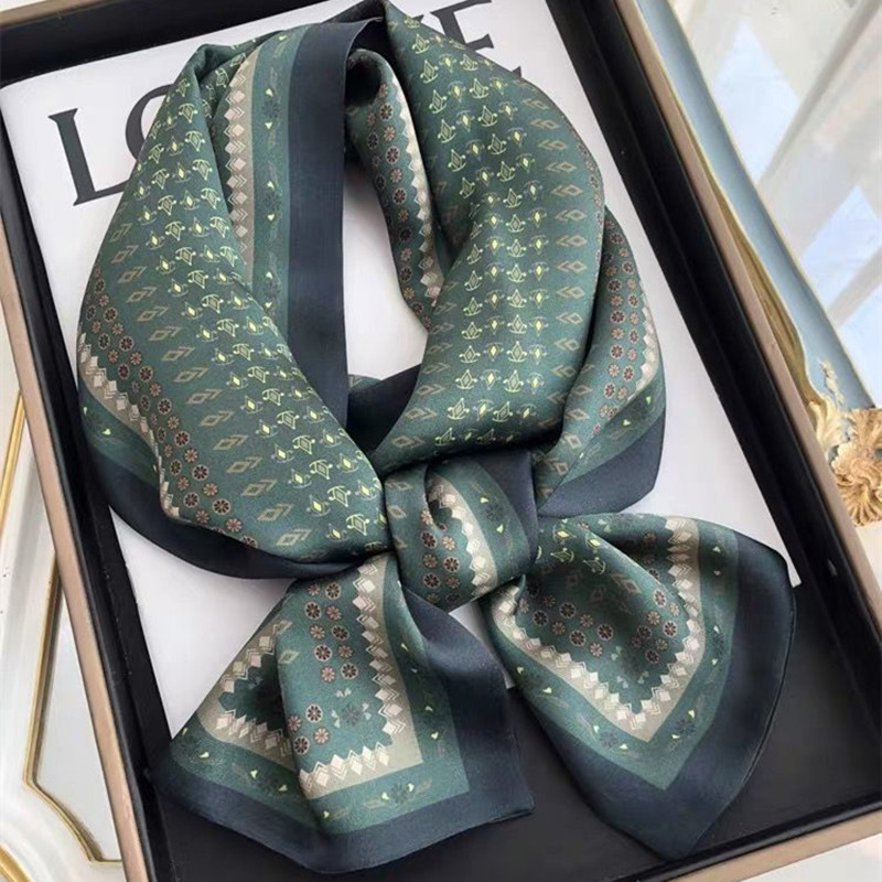 Hangzhou bufandas de seda verde azul estilo nacional morera seda flotante mujer primavera y otoño con bufandas de seda de doble capa 150 * 15cm bufandas