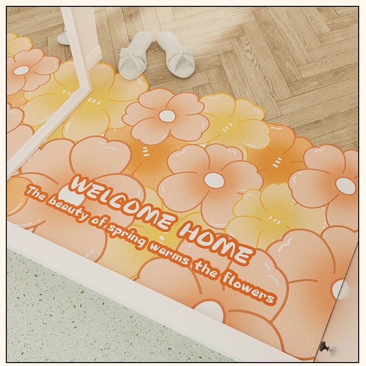 フロアマット 2025 新しい玄関フロアマット PVC 洗えるとカット可能な家庭用玄関ドア革足マット|undefined
