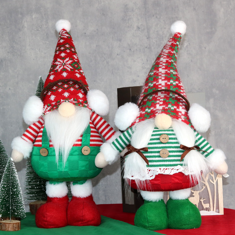 国境を越えた新しいクリスマス人形クリスマス小人顔のない老人人形の伸縮飾りショーウインドーのシーンの配置品|undefined