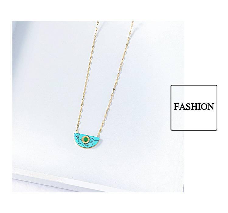 Fashion Personality Semi-circular Turquoise Golden Necklace display picture 3