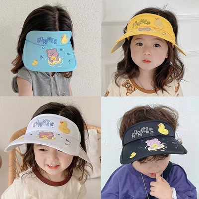兒童防曬帽夏季防紫外線女童男童遮陽帽女孩男孩寶寶夏天空頂帽子