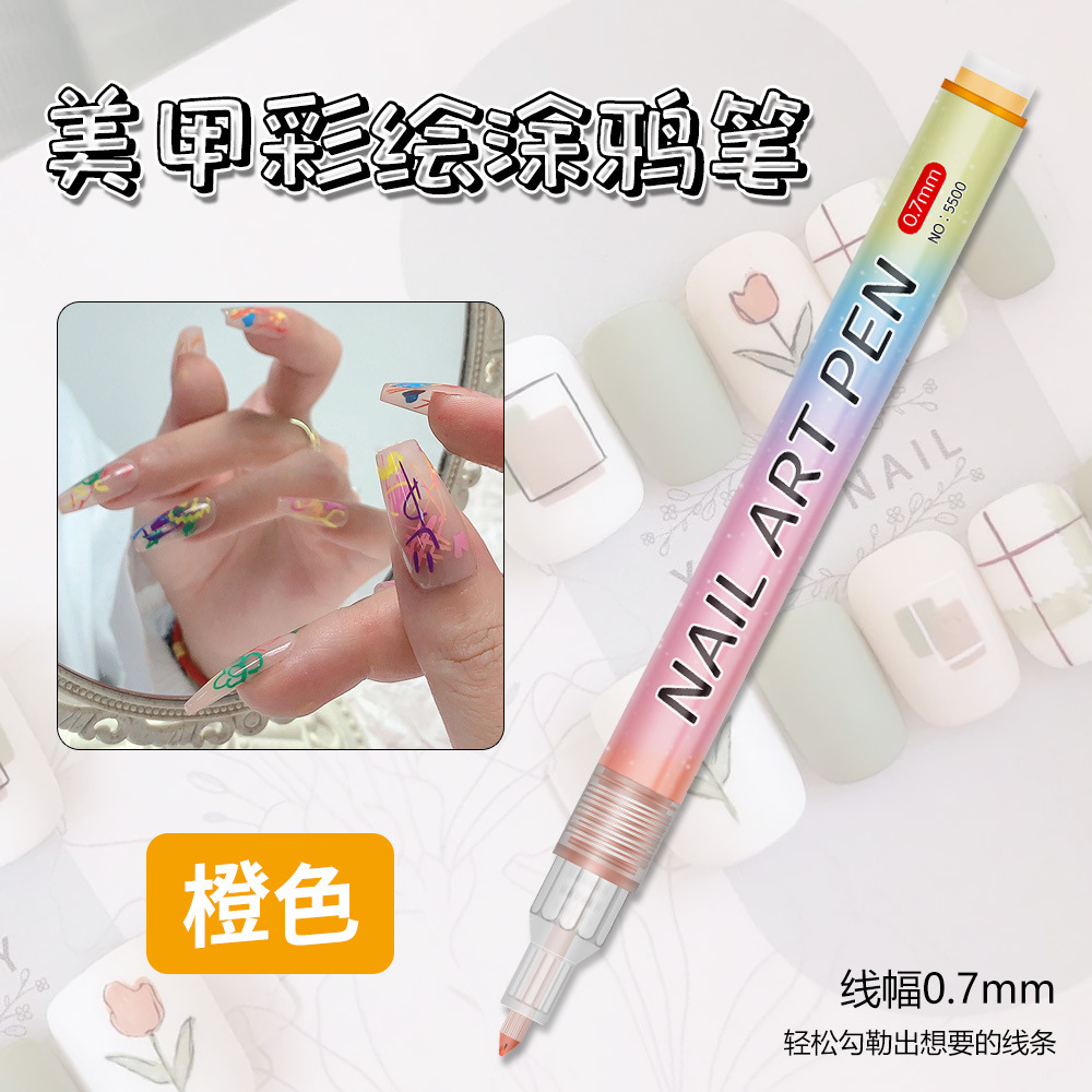 Nuevo lápiz de graffiti transfronterizo de uñas DIY lápiz de marca de secado rápido colorido de dibujo de gancho de línea de uñas lápiz de pintura