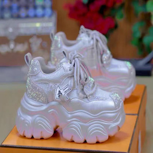 Explosions Thick-soled Height-increasing Torre Shoes Women's 2025 Summer New Rhinestone Sponge Sports Casual Shoes Ins Tide