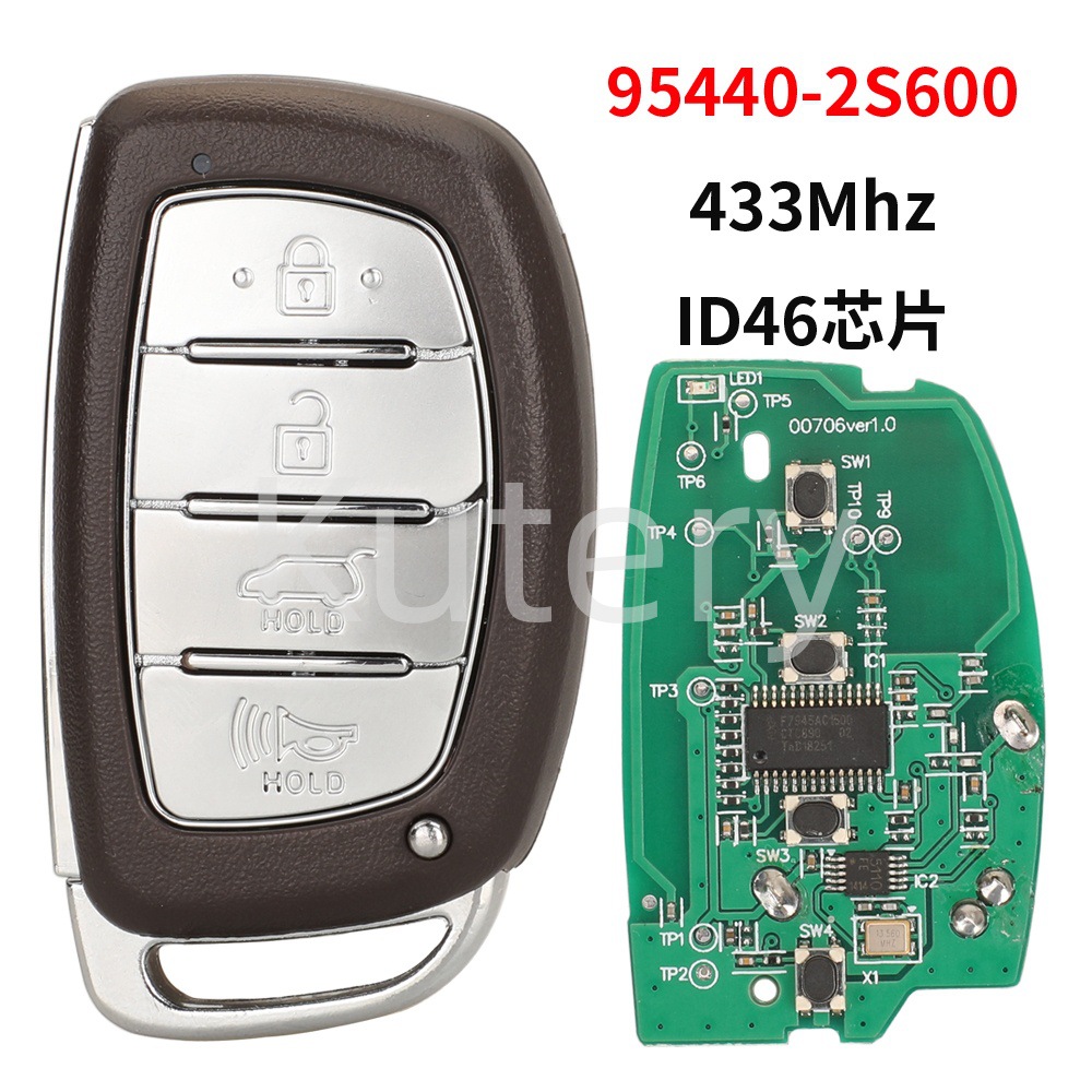 Suitable for modern 4-button smart card remote control car keys with ID46 chip, 433 frequency, 95440-2S600