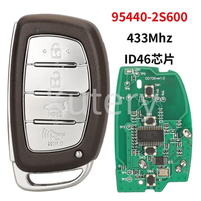 Suitable for modern 4-button smart card remote control car keys with ID46 chip, 433 frequency, 95440-2S600 (Car Keys) - 4-keys