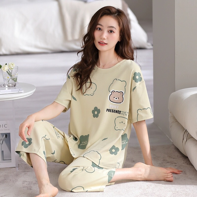 Size M-5Xl Korean Style Ladies Pajamas Milk Silk Pajamas Homewear