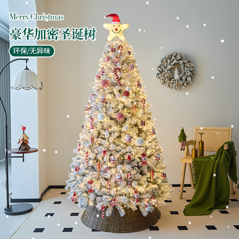 White Christmas Tree Home 2025 New Living Room Large Christmas Tree DIY Scene Layout Christmas Decorations