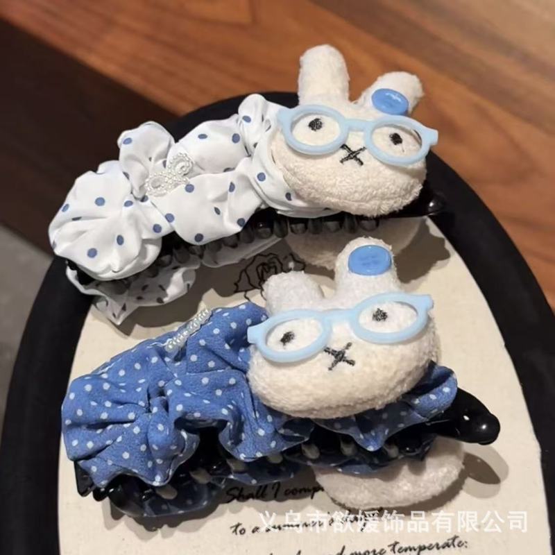 蓝色系米菲兔眼镜波点香蕉夹珠珠小蝴蝶结可爱盘发百搭发饰发夹|undefined