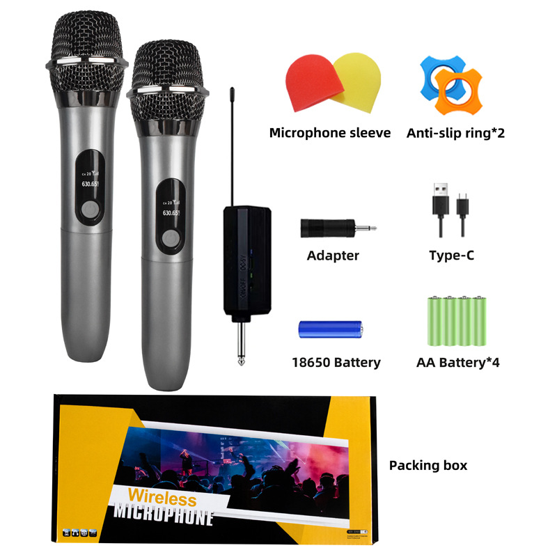 2024新款无线麦克风万能咪K歌直播户外家庭聚会调音台话筒WX106