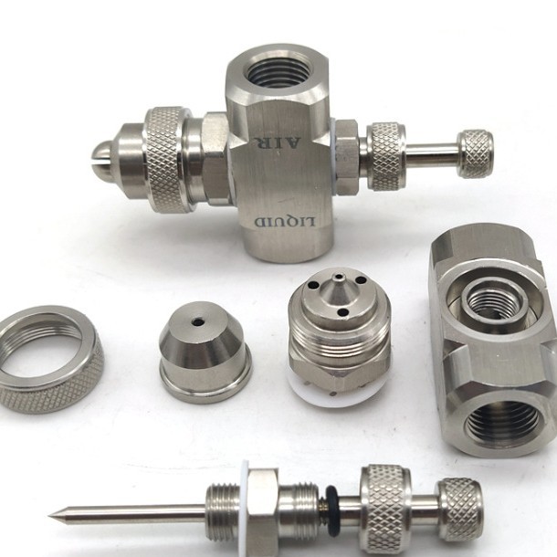 304不锈钢可调气水混合空气雾化扇形喷嘴二流体雾状降温除尘喷头