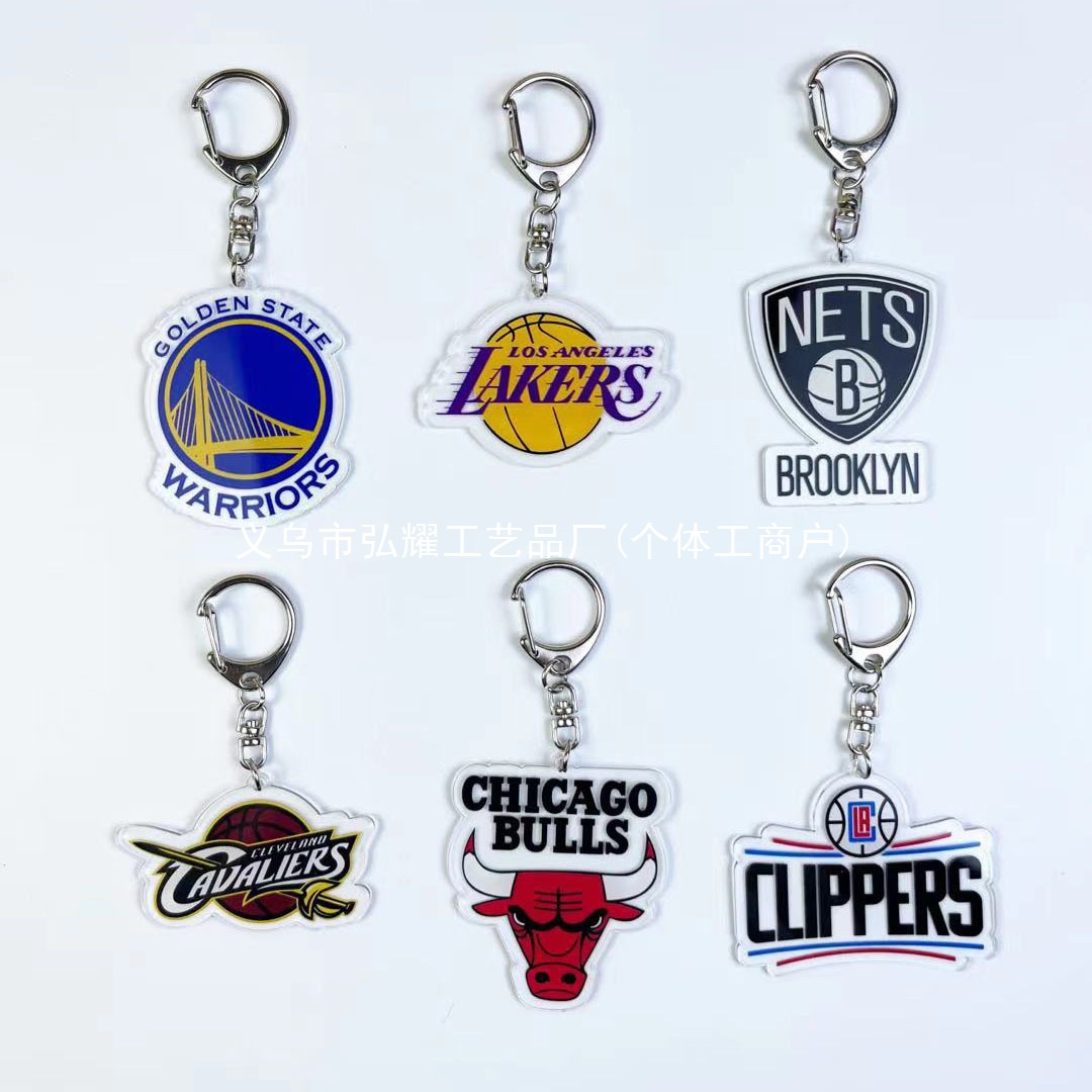Colgar una guarnición Lakers Warriors net Clippers Cavaliers baloncesto llaveros mochila acrílico image 1