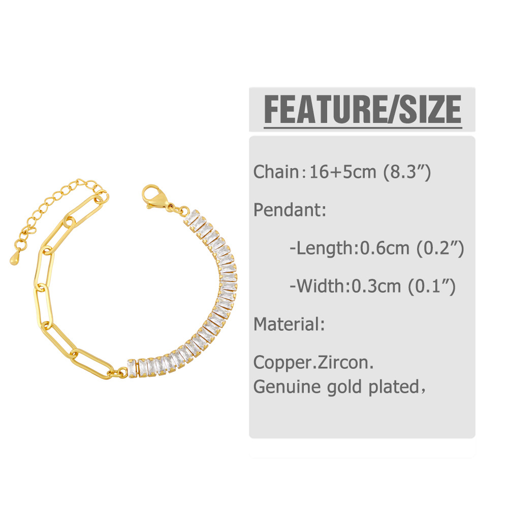 fashion bracelet creative asymmetric zircon stitching geometric bracelet