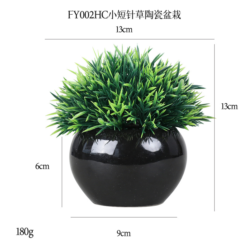 Planta Artificial de Bola Verde en Maceta de Cerámica y Plástico Decorativa para Escritorio