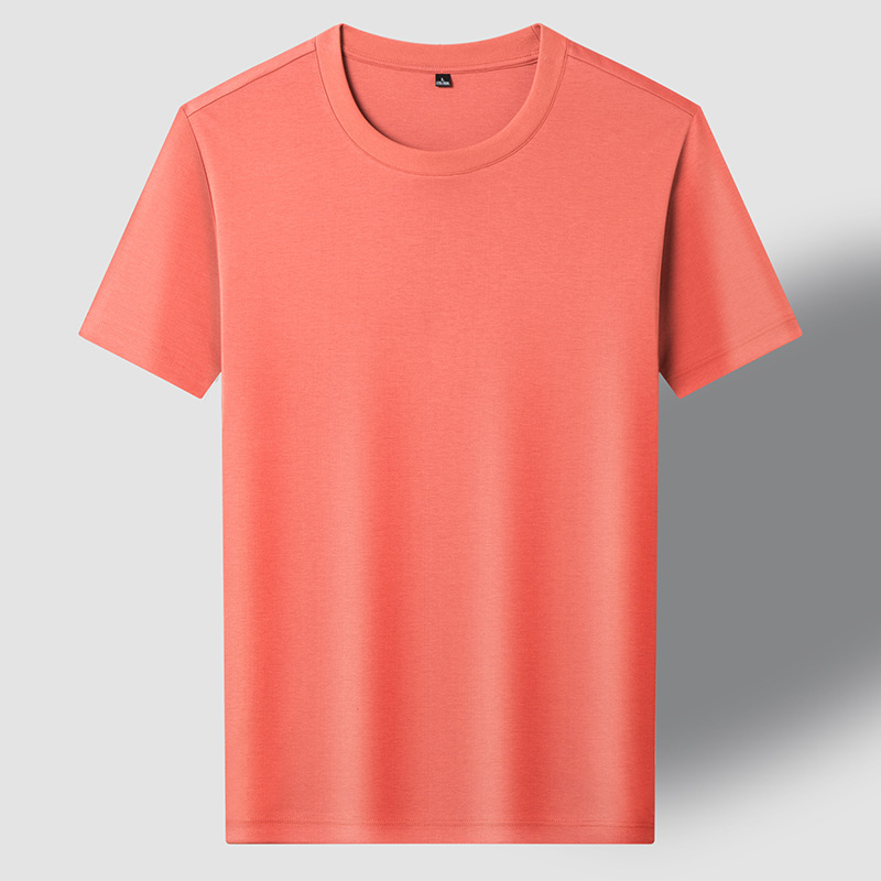 80 hombres de hombro recto, lujo ligero, alta calidad, color sólido, media manga, camiseta de manga corta, algodón de caballo, camiseta para hombres, personalización de verano