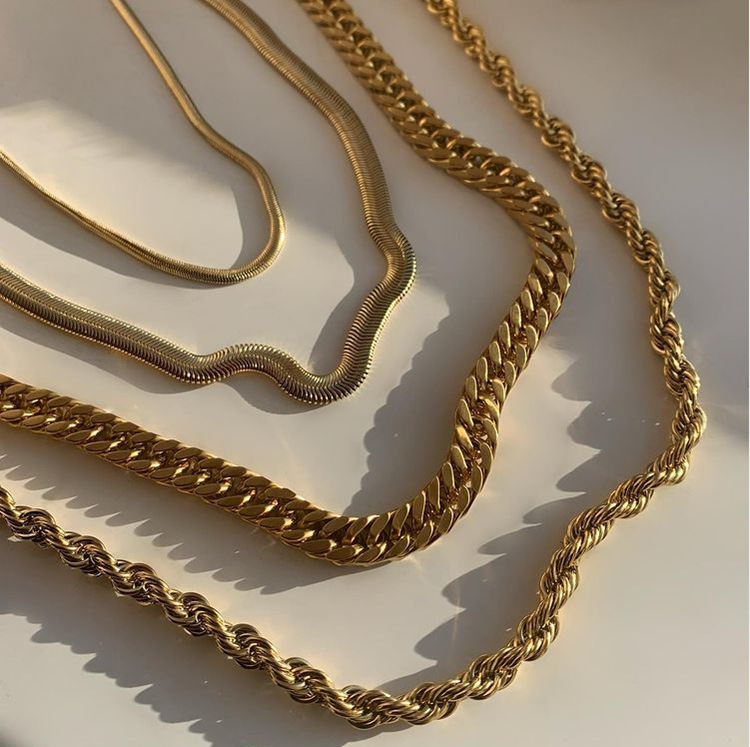 Verdrehte Kubanische Kette 18k Vergoldete Edelstahl Halskette Hip Hop Halskette Großhandel display picture 2