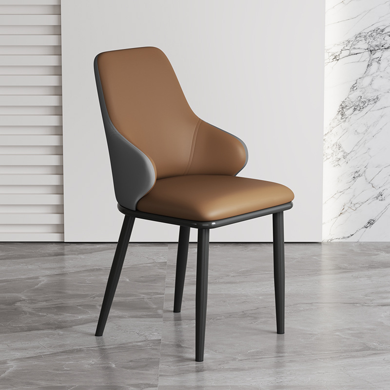 Silla de comedor de lujo ligera, silla minimalista moderna, mesa de comedor de restaurante de hotel italiano, silla de metal minimalista, respaldo alto, asiento suave