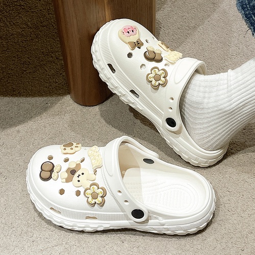 Women's Thick-Sole Hole Shoes 2025 Outdoor Spring and Summer Eva Height Increasing Anti-Slip Plus Size Couple Slippers for Men