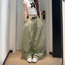 SD百搭高腰慵懒显瘦阔腿弯刀裤松弛感剪刀裤女夏休闲宽松薄款卫裤