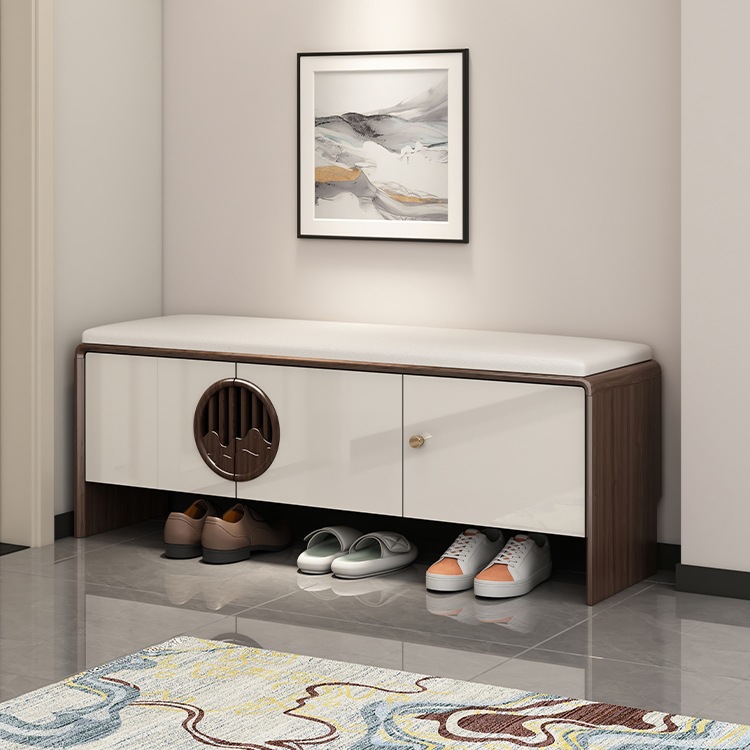 Shoe-Changing Bench for Home Entrance with Soft Cushion, Shoe Cabinet and Seat, Integrated Shoe-Wearing Bench, Entryway Bench, Sit-Down Storage Shoe Rack