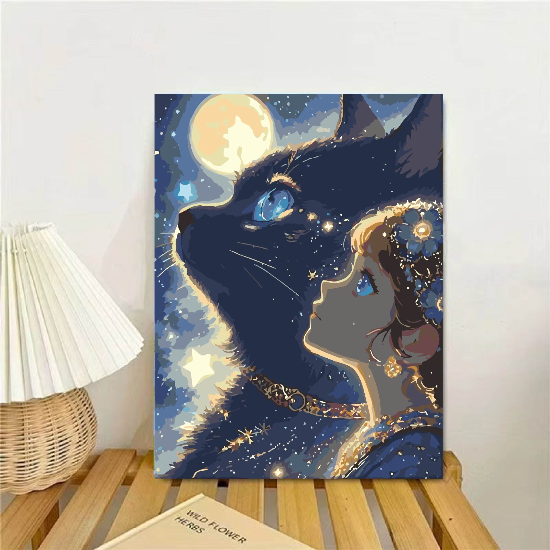 Gato chica pintura al óleo digital diy2025 nuevo sistema de curación para aliviar el aburrimiento pintado a mano relleno de pintura al óleo acrílico