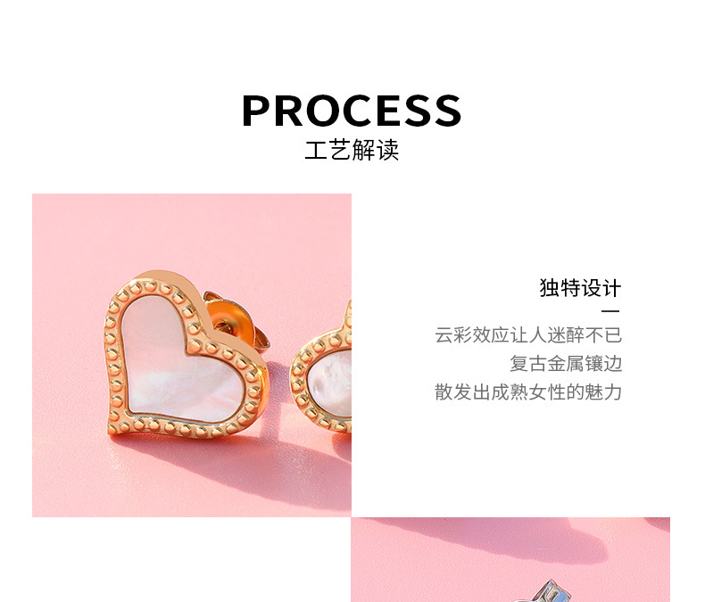 Korea White Sea Shell Peach Heart Love Earrings display picture 2