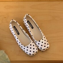 内增高4cm春秋四季单鞋女鞋子方头黑色波点浅口鞋气质晚晚鞋瓢鞋