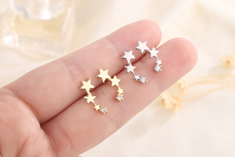 Fashion Star Copper Inlay Zircon Ear Studs 1 Pair