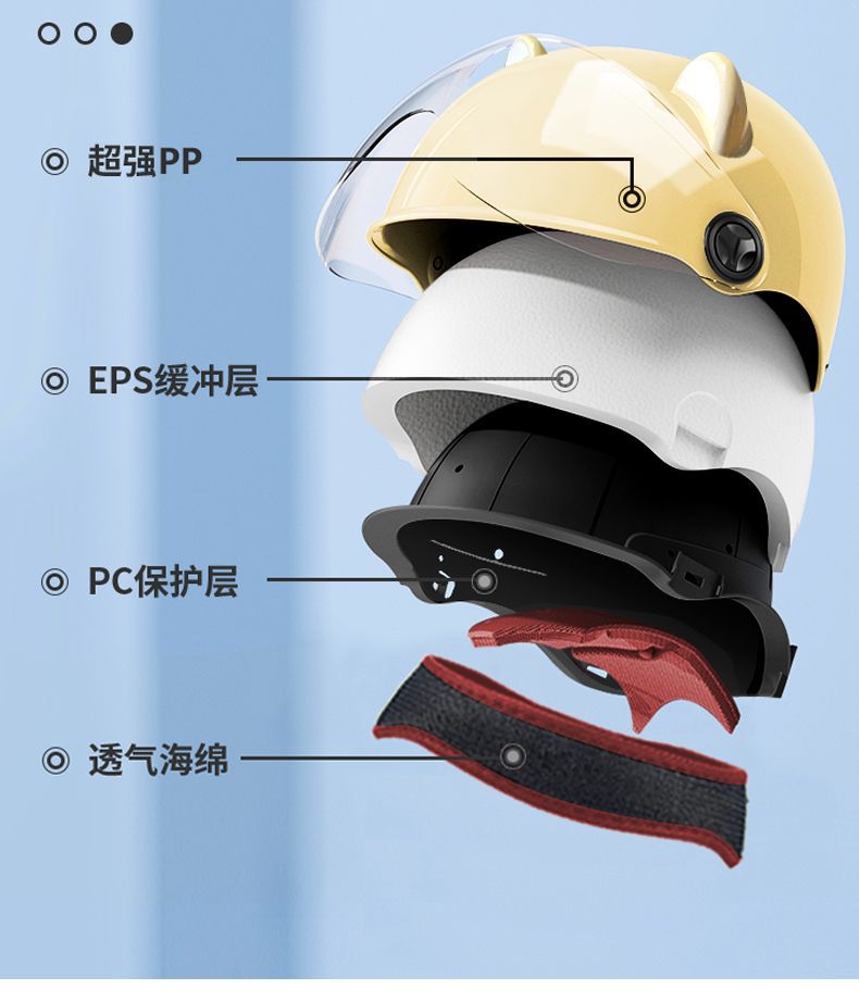 Electric Motorcycle Kids Helmet B Type Cute Ears Summer Half Helmet