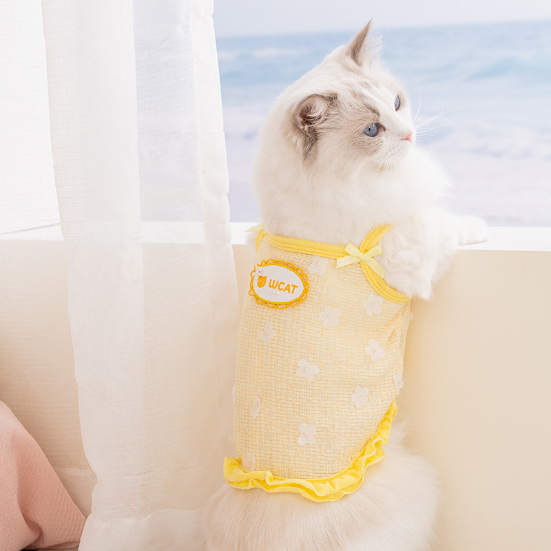 26 primavera y verano ropa de mascotas ventilada fresca malla chaleco de cabina pequeña y media ropa de perro y gato ropa de perro