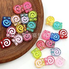 通孔透色蝴蝶结棒棒糖串珠笔配件手机钥匙链包挂件diy手工饰品材