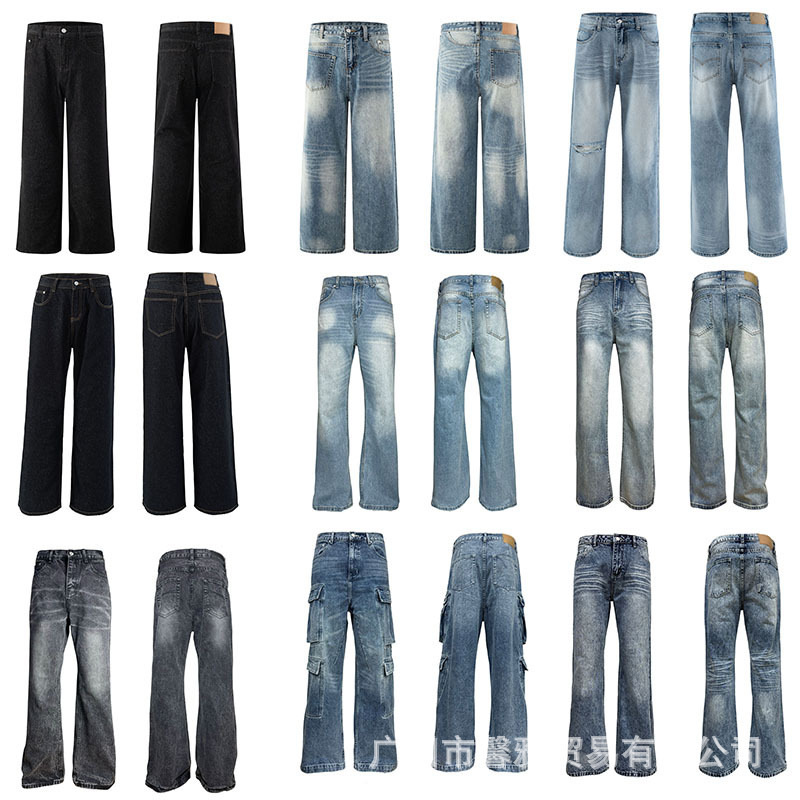 2026 New Cross-Border Foreign Trade American-Style Trendy High Street Hip-Hop Jeans Collection for Men and Women 2026 New Cross-Border Foreign Trade American-Style Trendy High Street Hip-Hop Jeans Collection for Men and Women