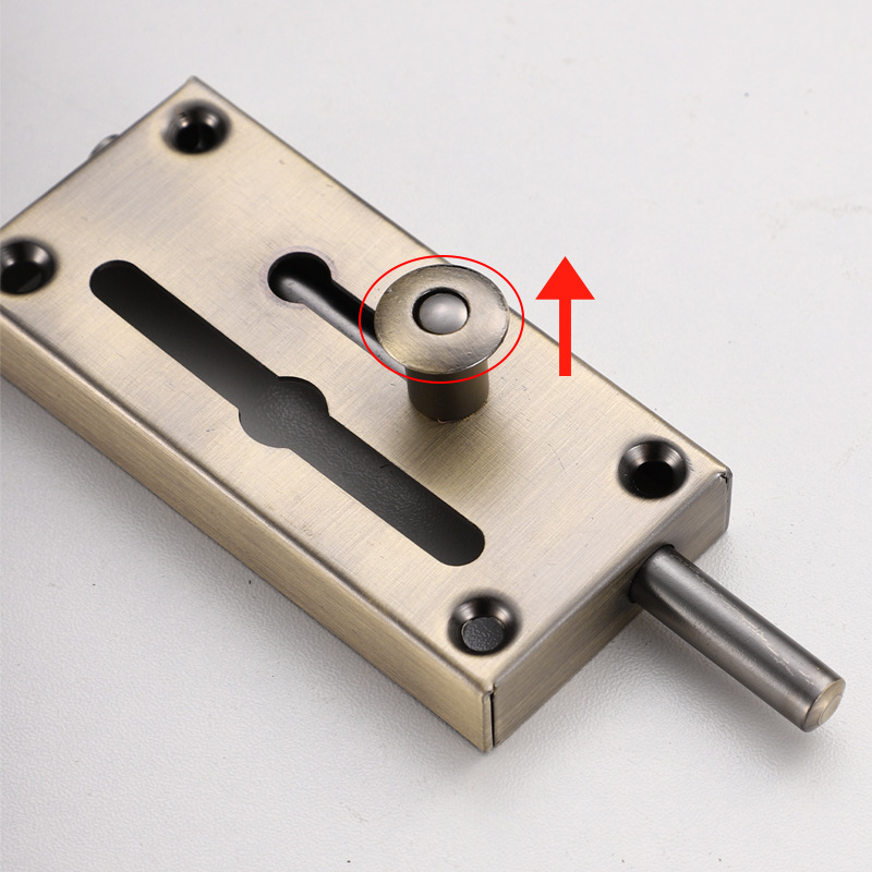 酒店賓館不鏽鋼反鎖帶插銷防盜鏈家用房門帶鎖明裝式左右插銷