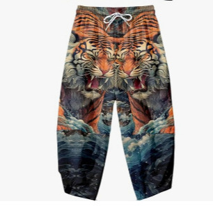 2024 Foreign Trade Summer Men's Casual Pants Floral Creative Printed Casual Vacation Beach Pants Wholesale
