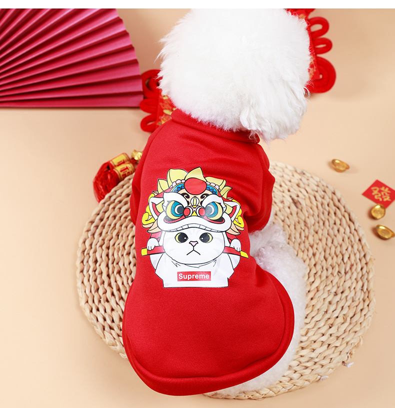 Ropa para gatos y perros Otoño e Invierno Año Nuevo ropa para perros ropa para mascotas perro cálido perro gatito festivo lindo rojo