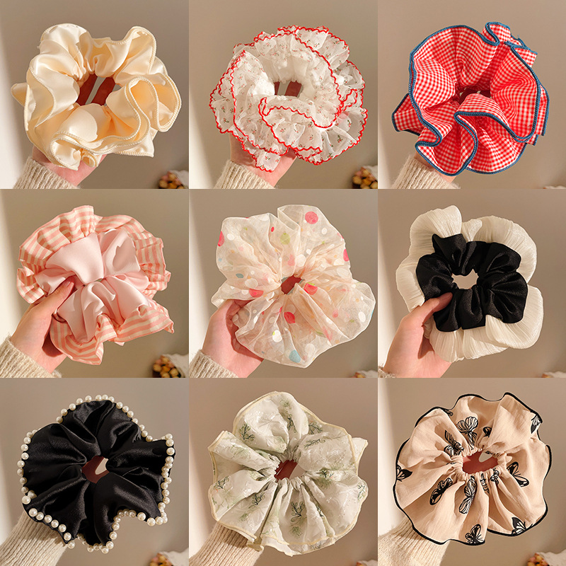 2025 summer new sense large intestine hair ring collection tie-up hair hair ornaments rubber band lace hair ring hair accessories wholesale