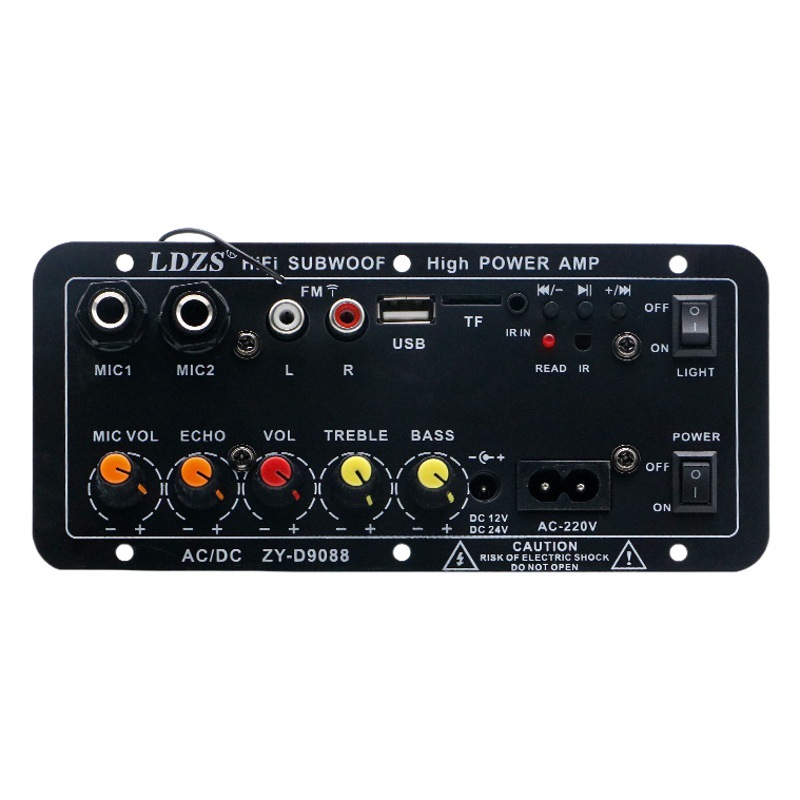 Plaza de baile de doble micrófono karaoke subwoofer tablero del amplificador Bluetooth amplificador de audio del coche con la mezcla