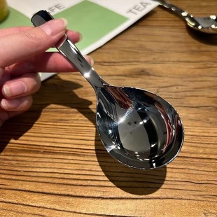 Stainless steel spoon small round soup spoon Korean cute dessert fruit milk tea mixing spoon short handle adult spoon suit