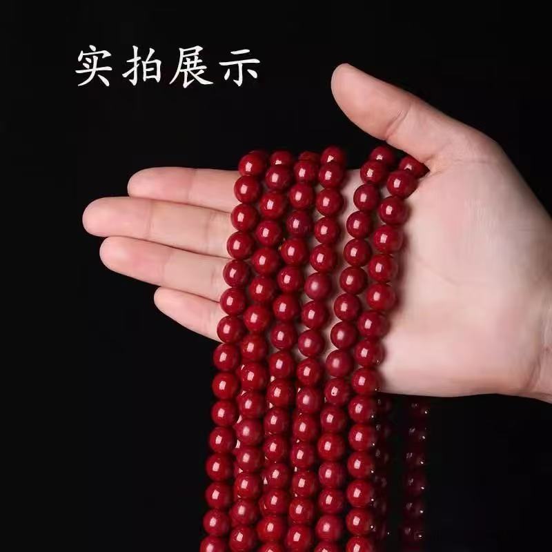 仿朱砂紫金砂108颗佛珠多圈手链男女同款手串本命年转运珠批发|undefined
