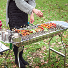Large Portable Folding BBQ Grill, BBQ Portable Grill, Home Carbon BBQ Grill, Outdoor Stainless Steel BBQ Rack